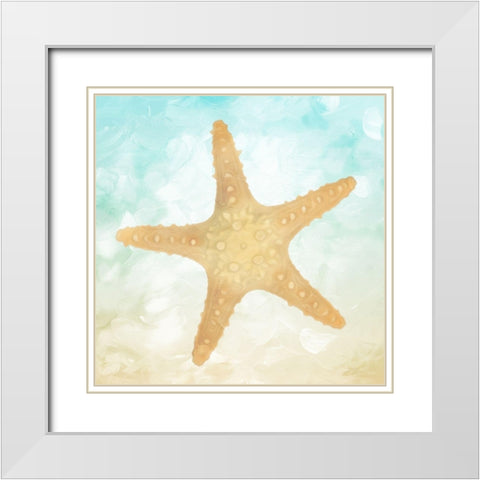 Star On The Beach White Modern Wood Framed Art Print with Double Matting by Villa, Mlli
