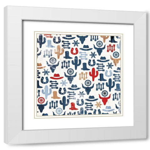 Western Print Patriotic White Modern Wood Framed Art Print with Double Matting by Villa, Mlli