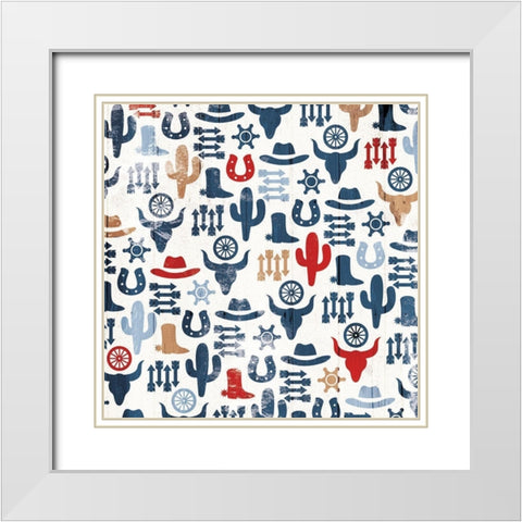 Western Print Patriotic White Modern Wood Framed Art Print with Double Matting by Villa, Mlli
