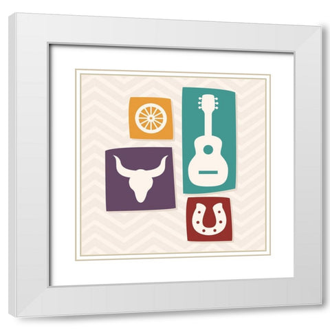 Western Stamp One White Modern Wood Framed Art Print with Double Matting by Villa, Mlli