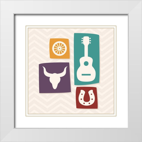 Western Stamp One White Modern Wood Framed Art Print with Double Matting by Villa, Mlli