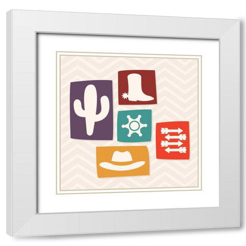 Western Stamp Two White Modern Wood Framed Art Print with Double Matting by Villa, Mlli