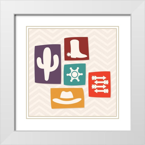 Western Stamp Two White Modern Wood Framed Art Print with Double Matting by Villa, Mlli
