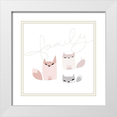 Fox Family White Modern Wood Framed Art Print with Double Matting by Villa, Mlli