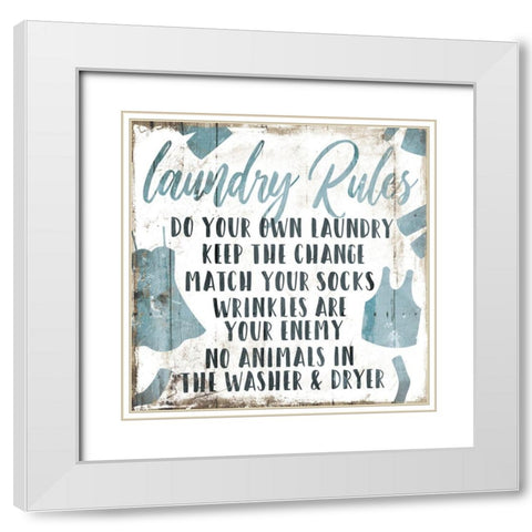 Laundry Rules Laundry White Modern Wood Framed Art Print with Double Matting by Villa, Mlli