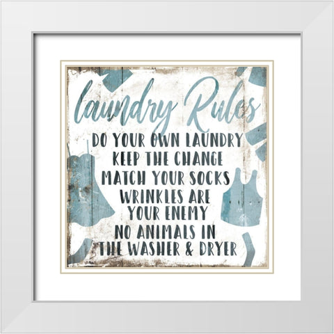 Laundry Rules Laundry White Modern Wood Framed Art Print with Double Matting by Villa, Mlli