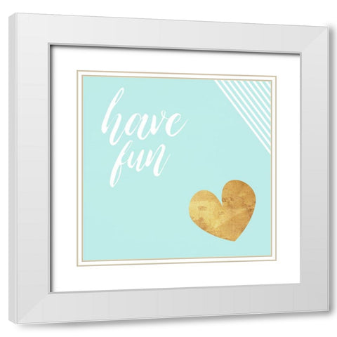Have Fun Teal White Modern Wood Framed Art Print with Double Matting by Villa, Mlli