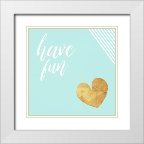 Have Fun Teal White Modern Wood Framed Art Print with Double Matting by Villa, Mlli