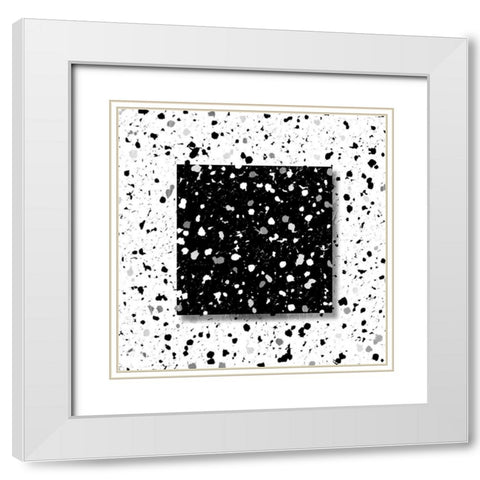 Black White Speckles White Modern Wood Framed Art Print with Double Matting by Villa, Mlli