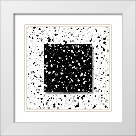 Black White Speckles White Modern Wood Framed Art Print with Double Matting by Villa, Mlli
