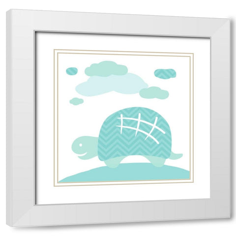 Turtle Fun White Modern Wood Framed Art Print with Double Matting by Villa, Mlli