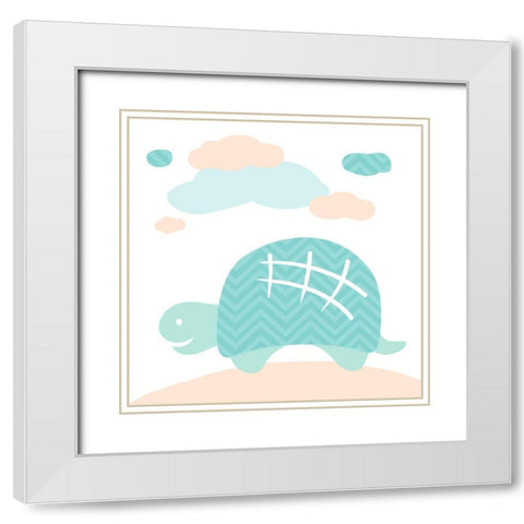 Turtle Fun Cream White Modern Wood Framed Art Print with Double Matting by Villa, Mlli