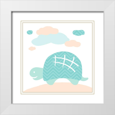 Turtle Fun Cream White Modern Wood Framed Art Print with Double Matting by Villa, Mlli