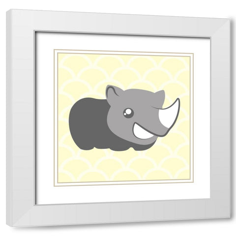 Rhino Yellow White Modern Wood Framed Art Print with Double Matting by Villa, Mlli