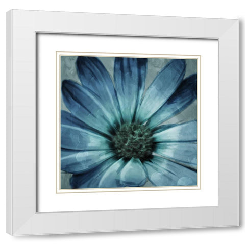 Uplifting Blue Flower Mate White Modern Wood Framed Art Print with Double Matting by Villa, Mlli