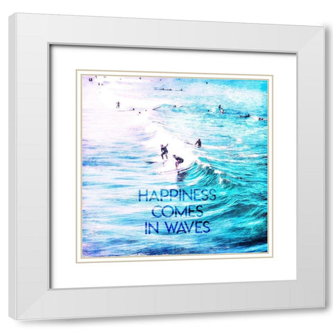 Happiness Comes In Waves White Modern Wood Framed Art Print with Double Matting by Villa, Mlli