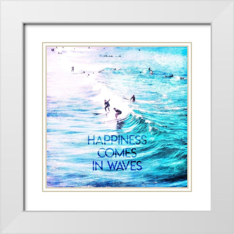 Happiness Comes In Waves White Modern Wood Framed Art Print with Double Matting by Villa, Mlli