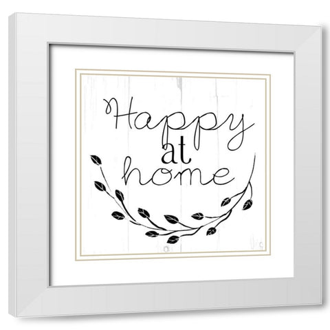 Happy At Home Bw White Modern Wood Framed Art Print with Double Matting by Villa, Mlli
