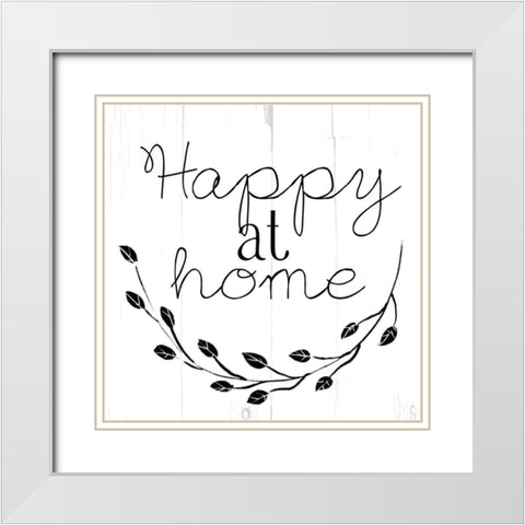 Happy At Home Bw White Modern Wood Framed Art Print with Double Matting by Villa, Mlli