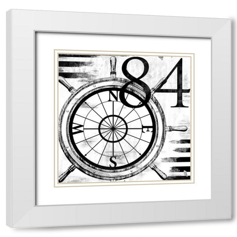 Coastal Compass White Modern Wood Framed Art Print with Double Matting by Villa, Mlli