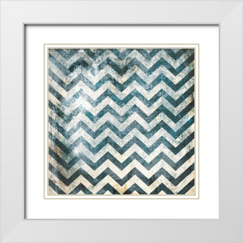 Textured Blue Pattern White Modern Wood Framed Art Print with Double Matting by Villa, Mlli