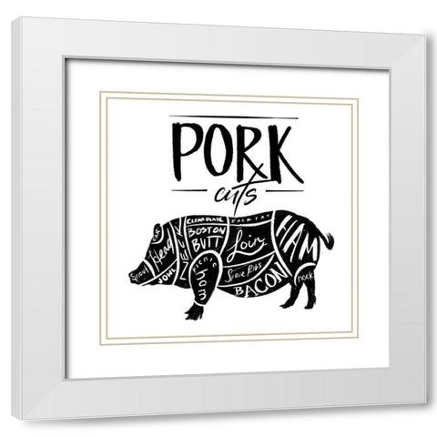 Pork Cuts Reverse White Modern Wood Framed Art Print with Double Matting by Villa, Mlli