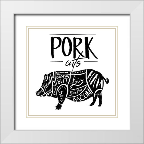 Pork Cuts Reverse White Modern Wood Framed Art Print with Double Matting by Villa, Mlli
