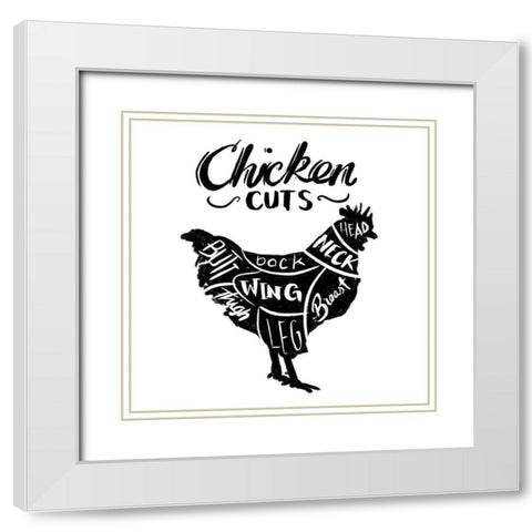 Chicken Cuts Reverse White Modern Wood Framed Art Print with Double Matting by Villa, Mlli
