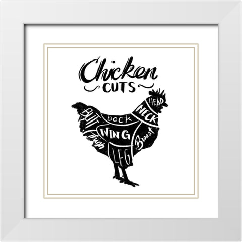 Chicken Cuts Reverse White Modern Wood Framed Art Print with Double Matting by Villa, Mlli