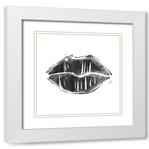 Black Lips White Modern Wood Framed Art Print with Double Matting by Villa, Mlli