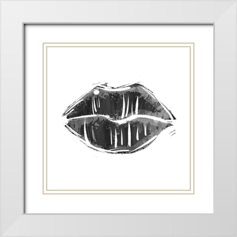Black Lips White Modern Wood Framed Art Print with Double Matting by Villa, Mlli