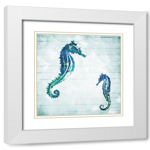 Horses In The Sea White Modern Wood Framed Art Print with Double Matting by Villa, Mlli