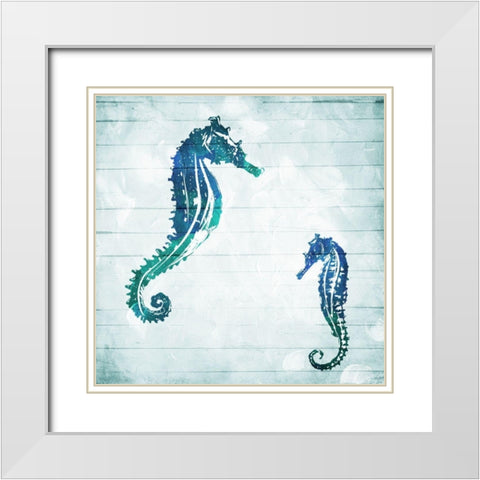 Horses In The Sea White Modern Wood Framed Art Print with Double Matting by Villa, Mlli