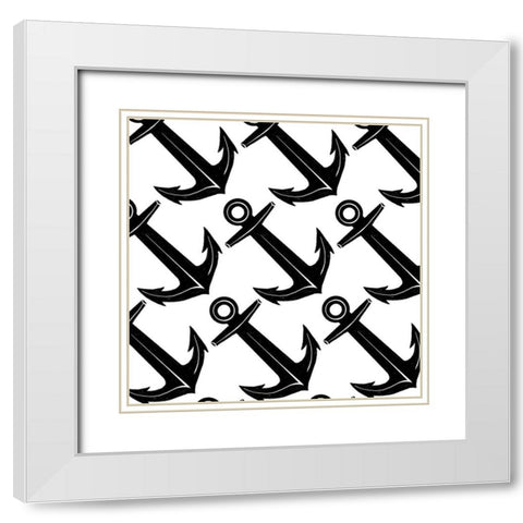 Anchors White Modern Wood Framed Art Print with Double Matting by Villa, Mlli