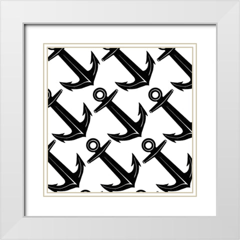 Anchors White Modern Wood Framed Art Print with Double Matting by Villa, Mlli