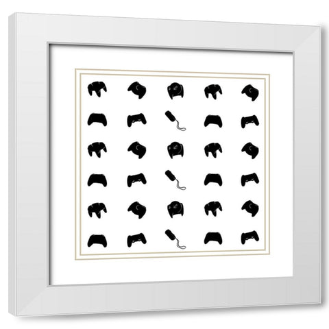 Gamer Pattern White Modern Wood Framed Art Print with Double Matting by Villa, Mlli