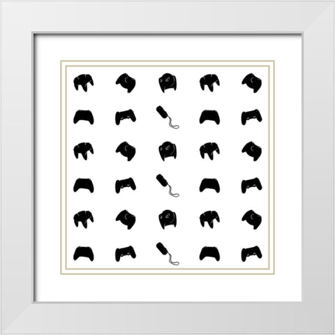 Gamer Pattern White Modern Wood Framed Art Print with Double Matting by Villa, Mlli