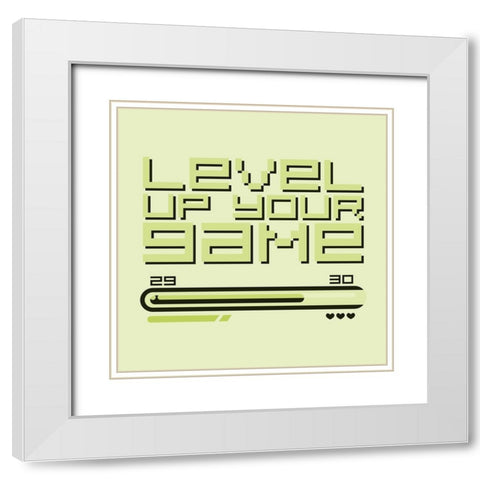 Level Up Retro White Modern Wood Framed Art Print with Double Matting by Villa, Mlli
