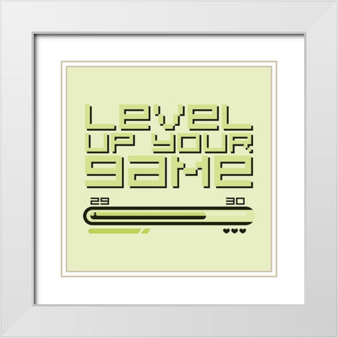 Level Up Retro White Modern Wood Framed Art Print with Double Matting by Villa, Mlli