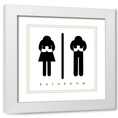 Bathroom Time White Modern Wood Framed Art Print with Double Matting by Villa, Mlli