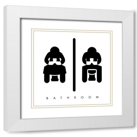 Sitting Bathroom Time White Modern Wood Framed Art Print with Double Matting by Villa, Mlli