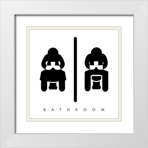 Sitting Bathroom Time White Modern Wood Framed Art Print with Double Matting by Villa, Mlli