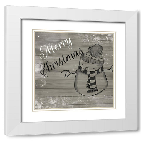 ChristmAs Black And White White Modern Wood Framed Art Print with Double Matting by Fraser, Orane