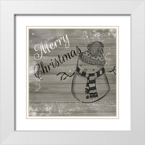 ChristmAs Black And White White Modern Wood Framed Art Print with Double Matting by Fraser, Orane