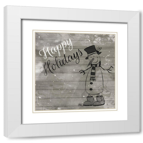ChristmAs Black And White White Modern Wood Framed Art Print with Double Matting by Fraser, Orane