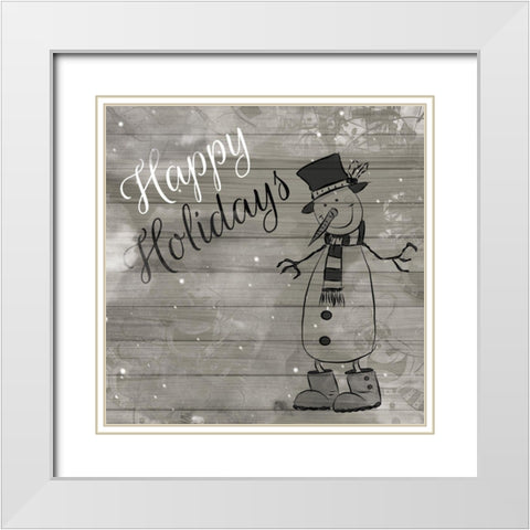 ChristmAs Black And White White Modern Wood Framed Art Print with Double Matting by Fraser, Orane