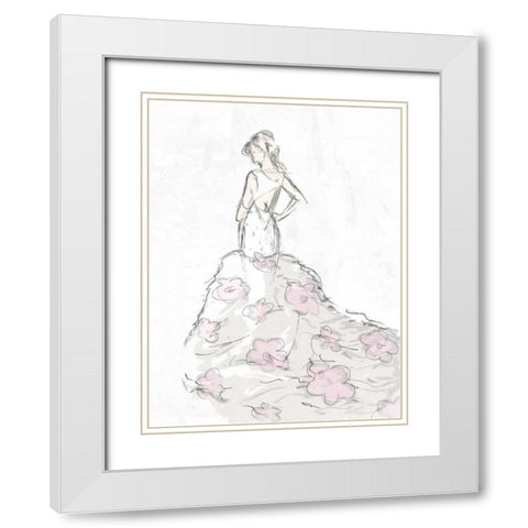 Fashion Flower Dress White Modern Wood Framed Art Print with Double Matting by OnRei