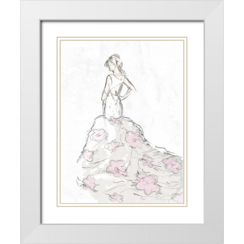 Fashion Flower Dress White Modern Wood Framed Art Print with Double Matting by OnRei