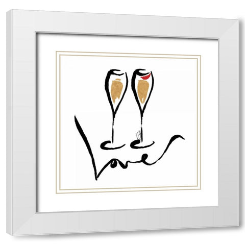 Love Champagne White Modern Wood Framed Art Print with Double Matting by OnRei