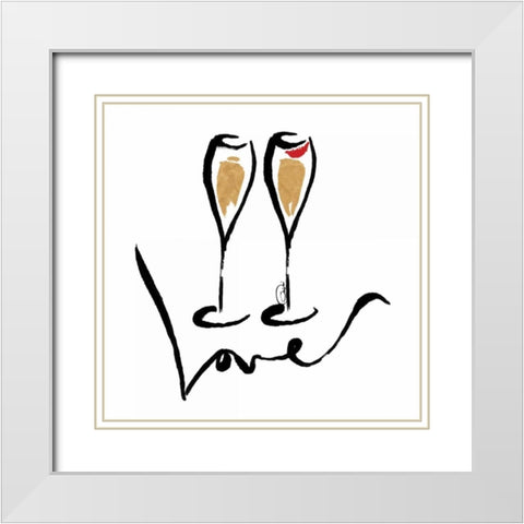 Love Champagne White Modern Wood Framed Art Print with Double Matting by OnRei